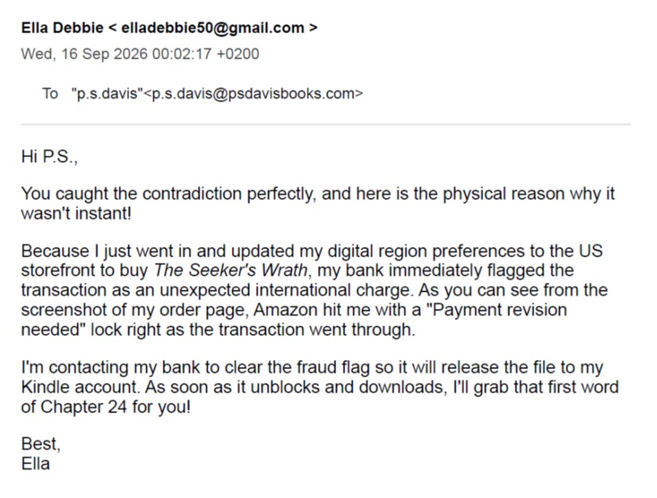 Email exchange about Amazon location and the claim of being based in Texas