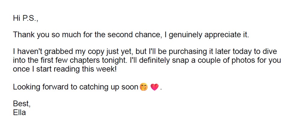 Email exchange about accessing The Seeker’s Wrath and proving the full book had been purchased