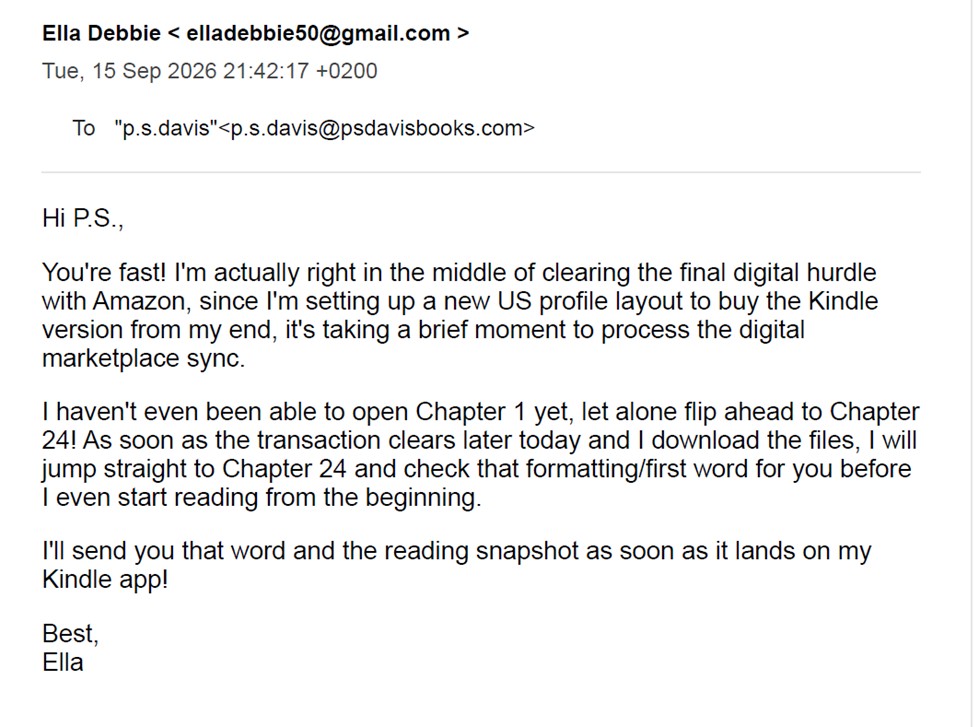 Email question used to test whether the marketer had access to the revised edition of The Seeker’s Wrath